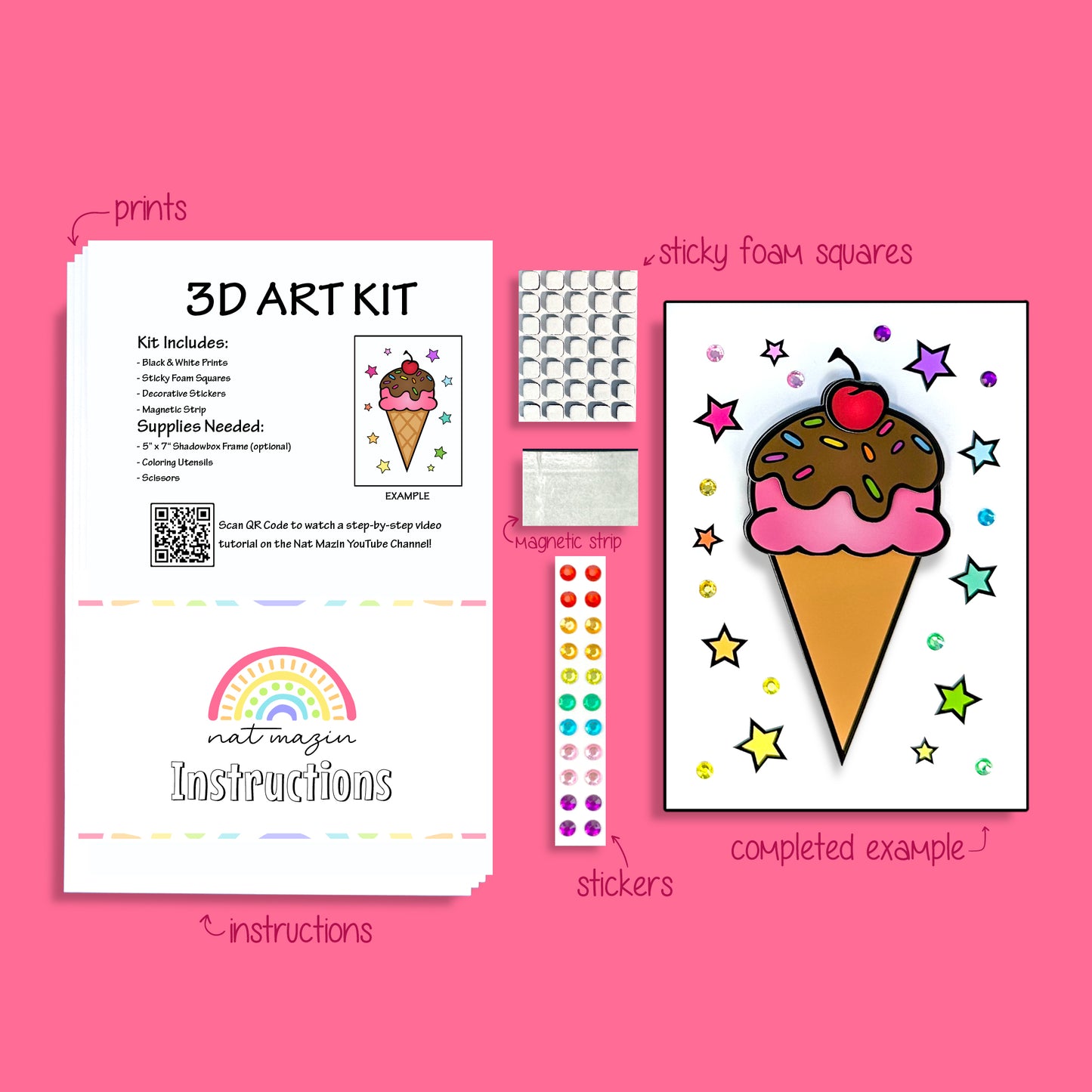 Ice Cream Essentials 3D Art Kit