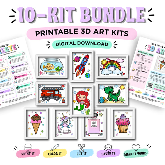 Complete Collection - 10 Printable 3D Art Kits - Digital Download