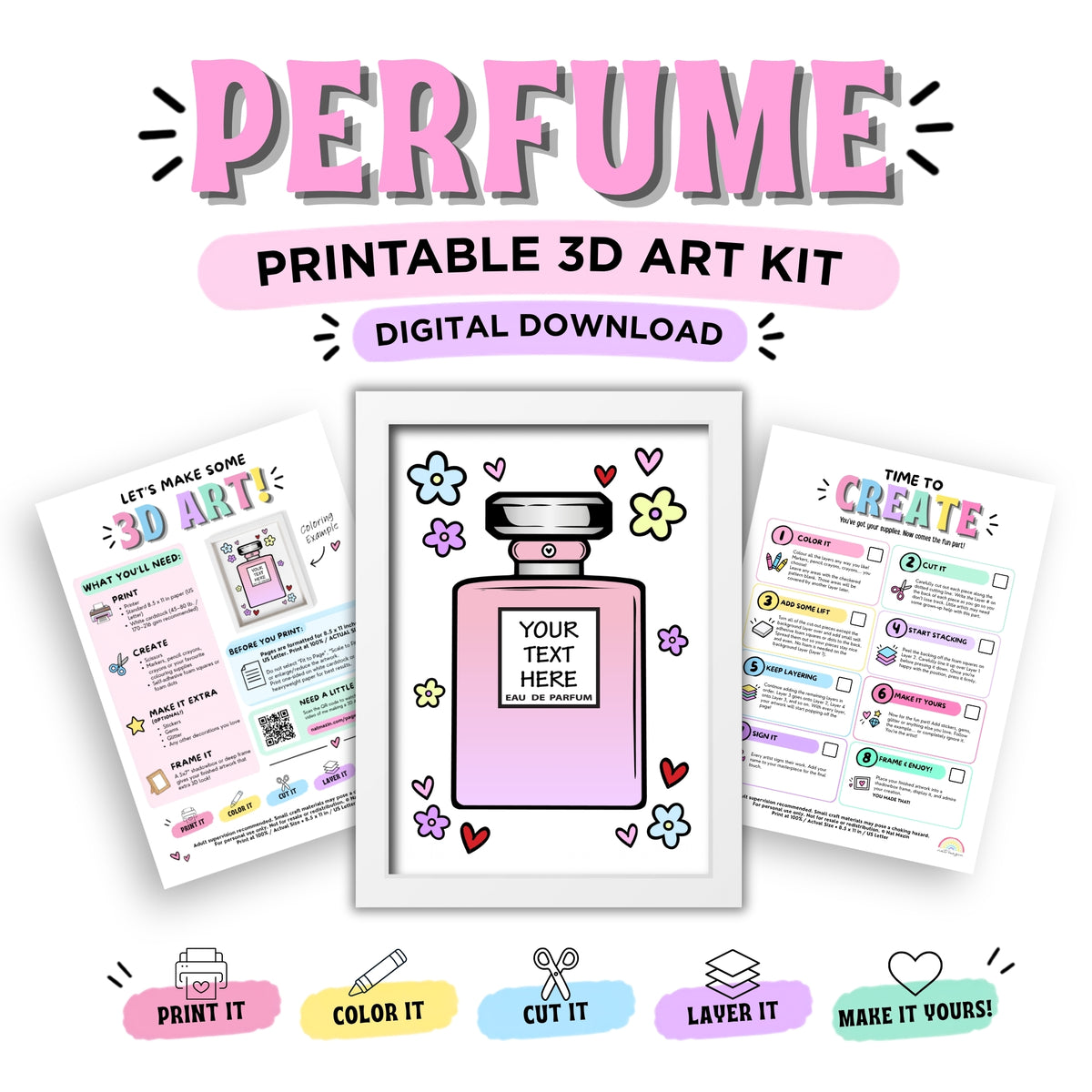 Perfume Printable 3D Art Kit - Digital Download