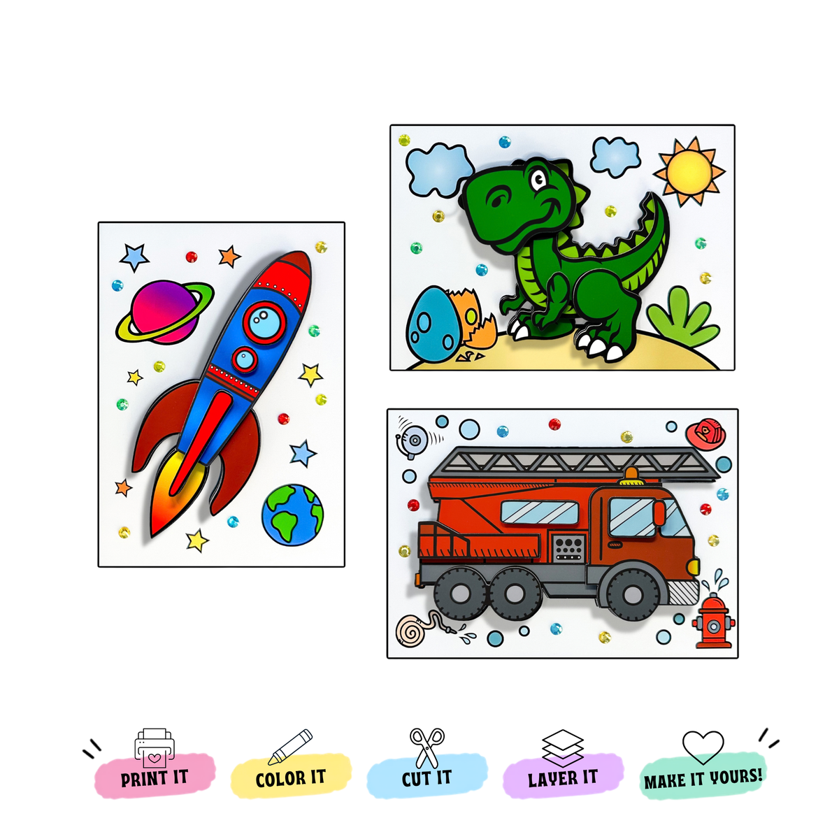 Adventures Bundle - 3 Printable 3D Art Kits - Digital Download