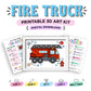 Fire Truck Printable 3D Art Kit - Digital Download